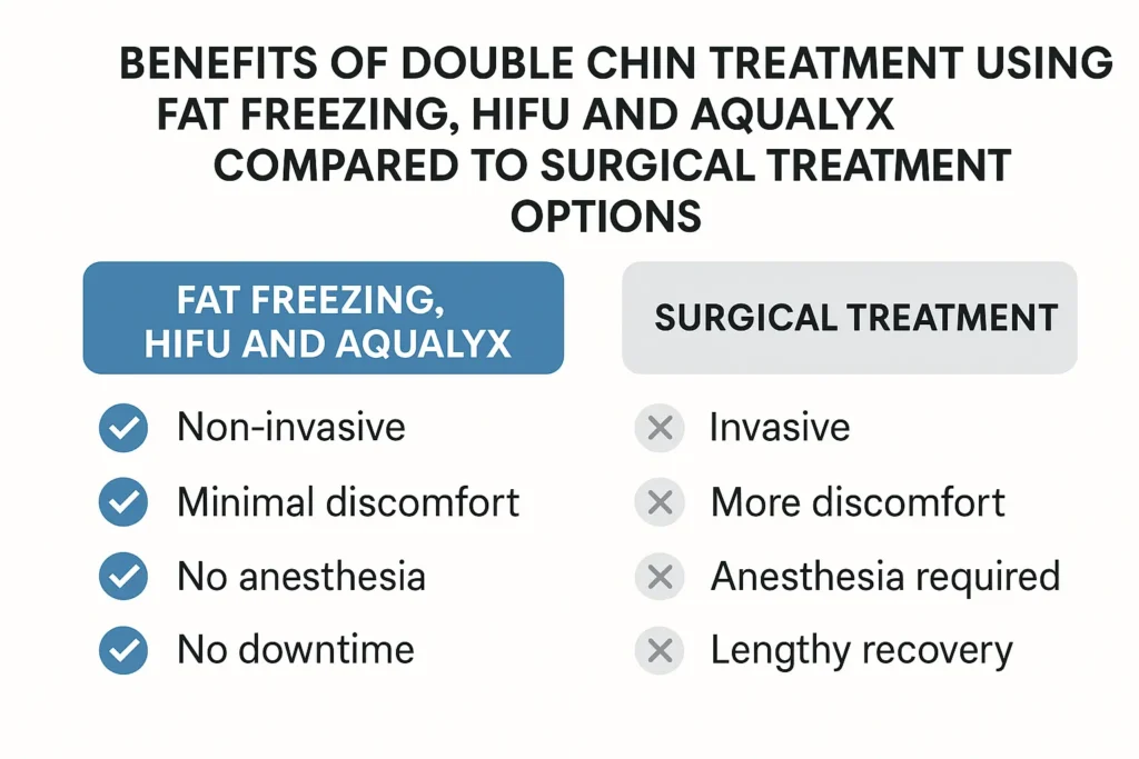 Graphic about the benefits of double chin treatment Greater London (Bromley) - from LA LIPO