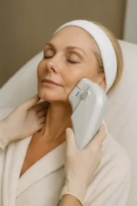 Woman receiving HIFU non surgical facelift treatment Greater London (Bromley)