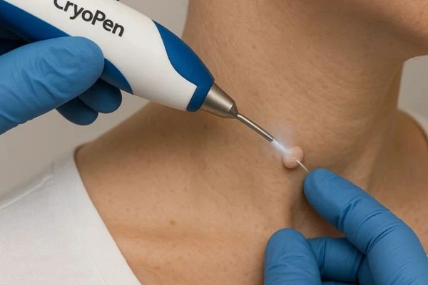 Person receiving cryotherapy Greater London (Bromley) for skin tag removal