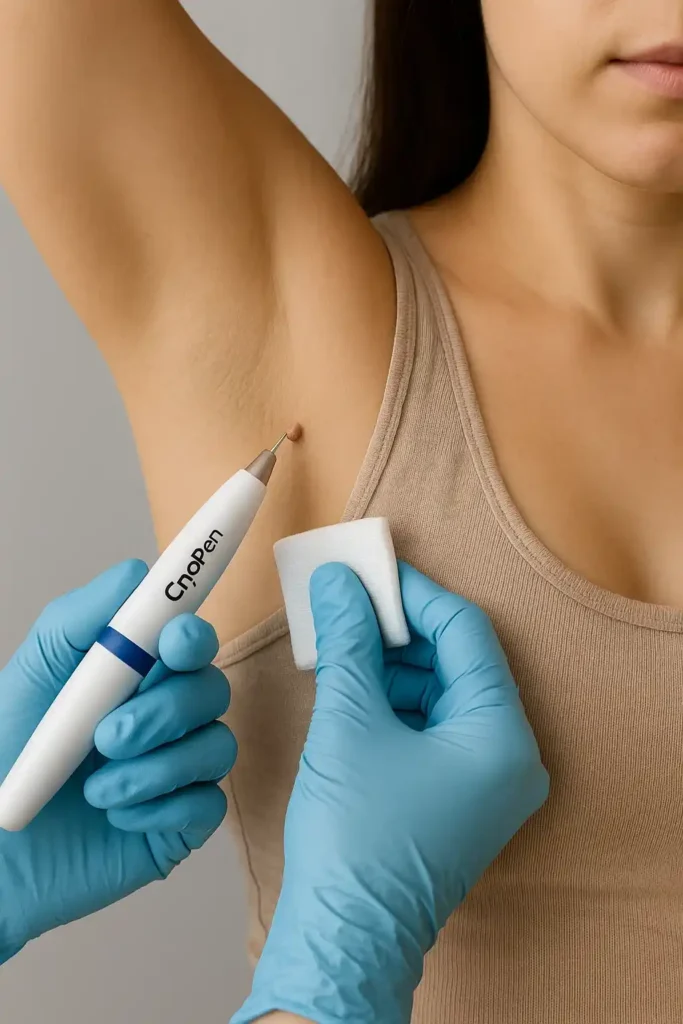 woman having cryopen to remove underarm skin tags Greater London (Bromley)
